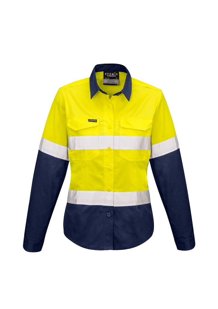 Syzmik Womens Rugged Cooling HI Vis Taped Long Sleeve Shirt-Syzmik