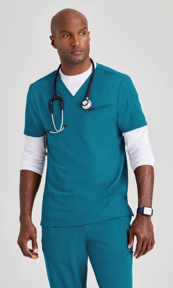 Barco Unify BUT153 Rally NEW Men&#8216;s 3 Pocket Stain Resistant Medical Scrub Top-Barco Unify