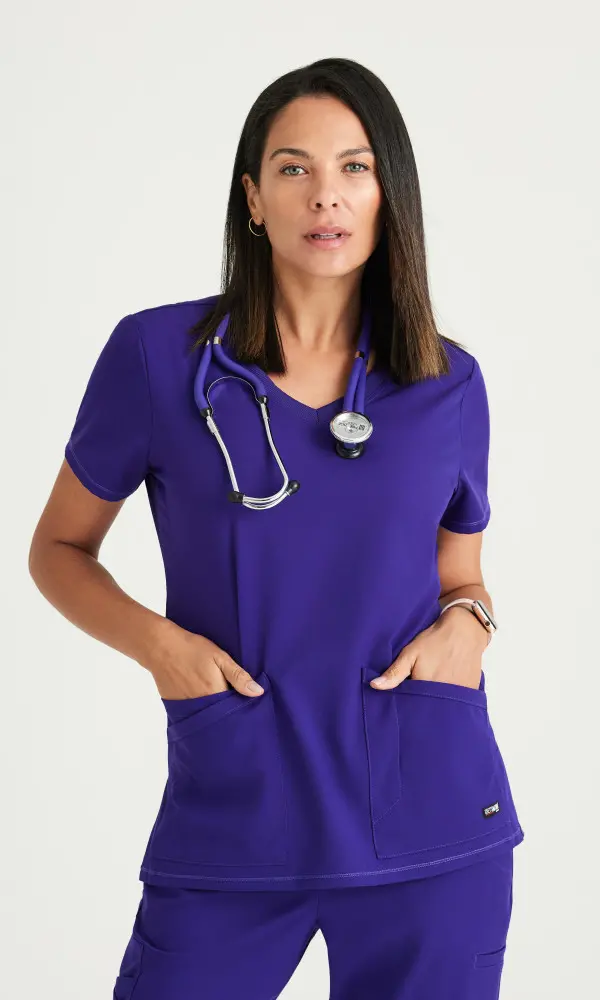 Greys Anatomy GRST045 Serena Spandex Stretch 3 Pocket Medical Scrub Top-Greys Anatomy Spandex Stretch