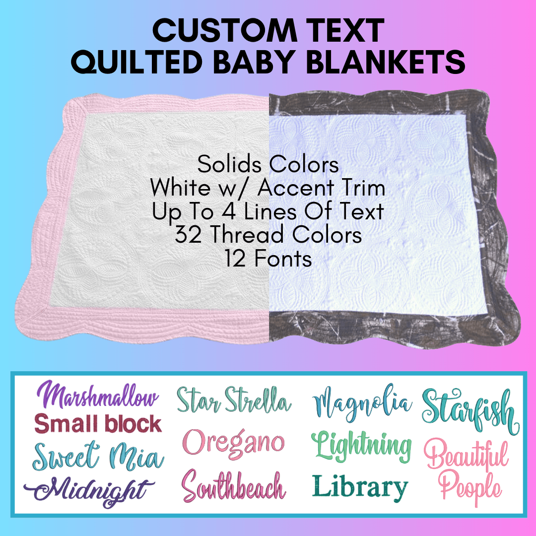 CUSTOM TEXT Quilted Heirloom Baby Blanket-The Scrub Shoppe