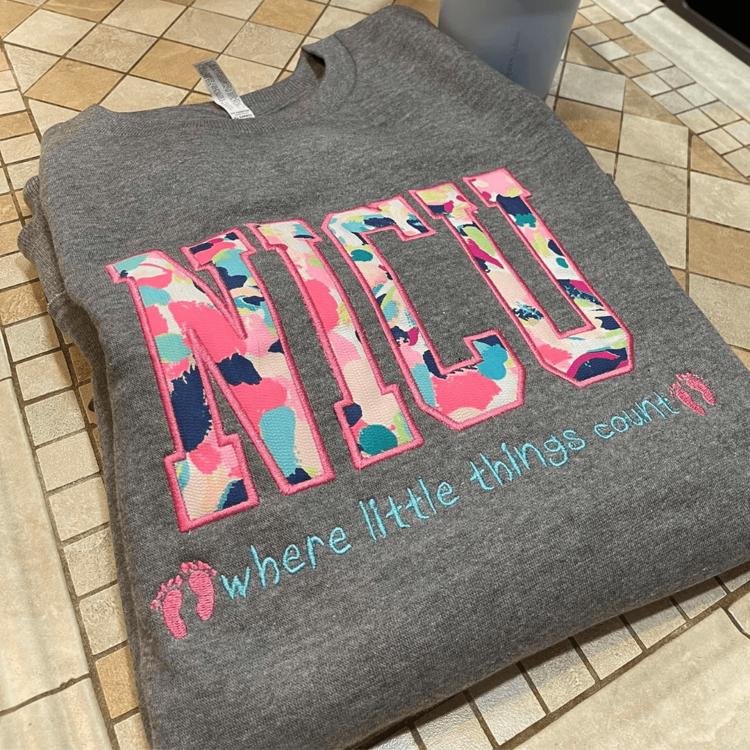 NICU Bright Splash Applique Sweatshirt-The Scrub Shoppe