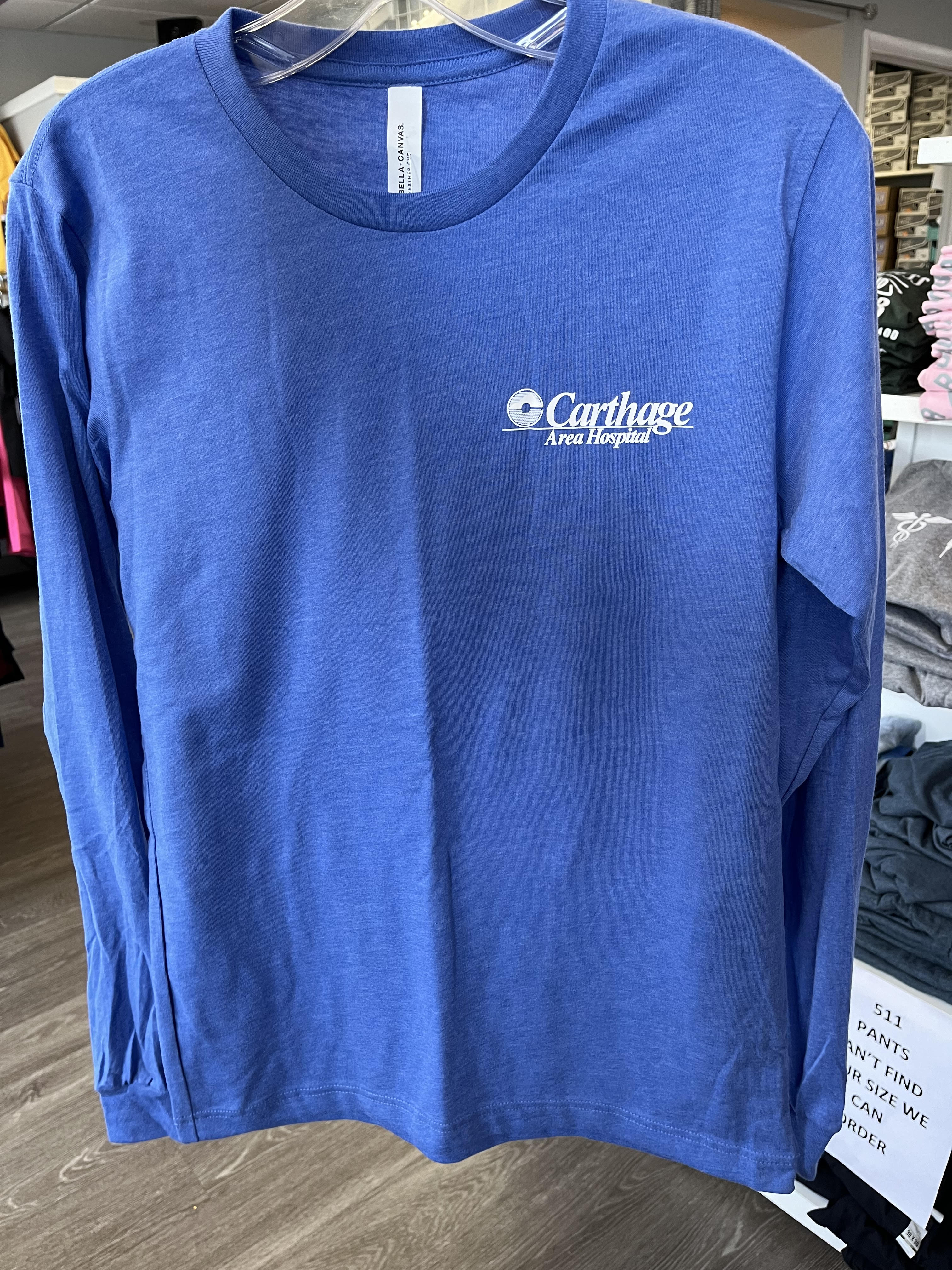 Carthage Blue Long Sleeve T Shirt -The Scrub Hub