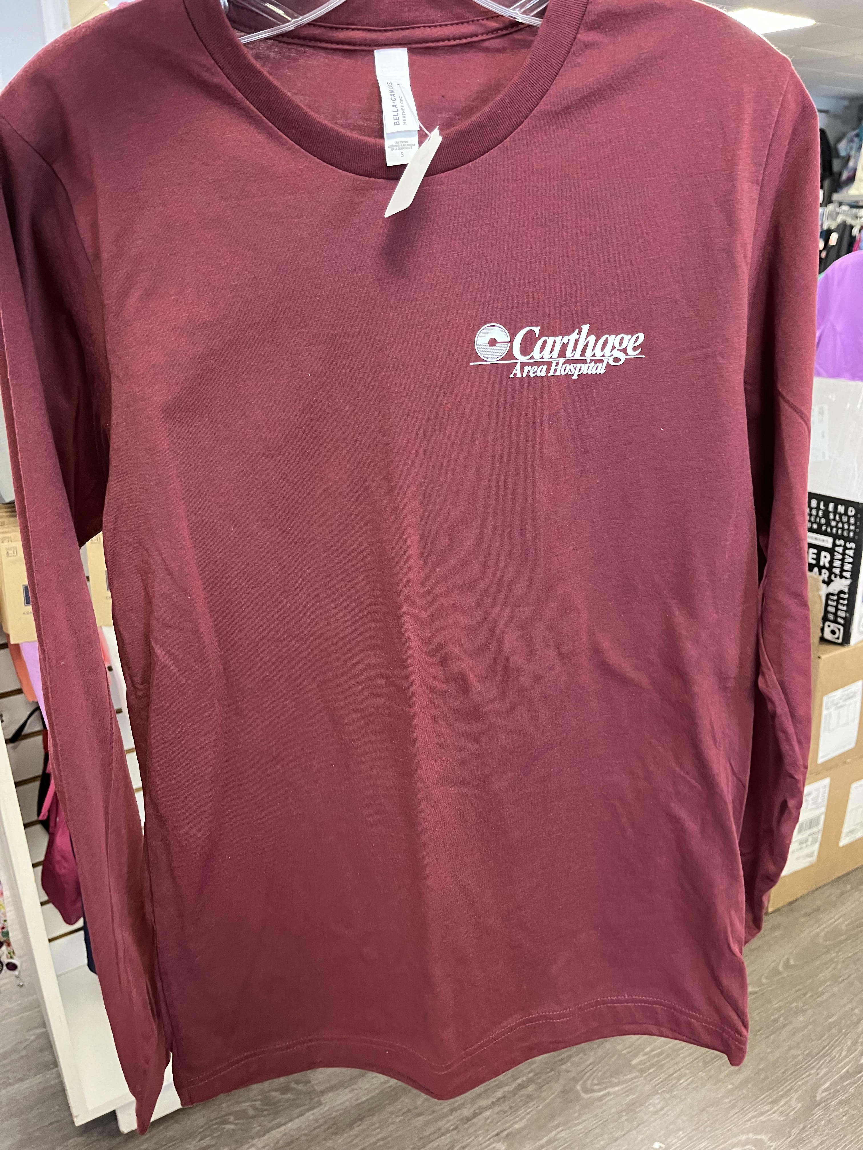 Carthage Long Sleeve Wine T Shirt-The Scrub Hub