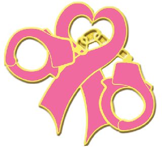 J-282 1 1/8&#34; Breast Cancer Awareness Heart Ribbon Lapel Pin Threaded With Pink Handcuffs-Blackinton Insignia and Recognition