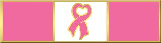 1 3/8&#34; X 3/8&#34; Breast Cancer Awareness 3 Section Commendation Bar With Heart Ribbon-
