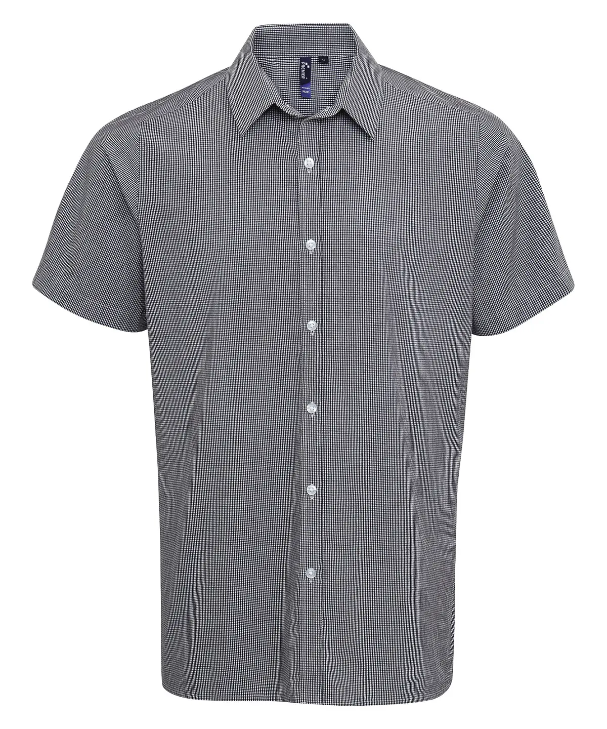 Microcheck &#40;Gingham&#41; short sleeve cotton shirt-Premier