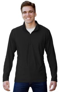 Mens Wicking Solid 1/4 Zip Ls Pullover-