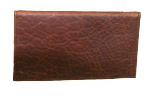 Dark Pecan Bison Checkbook Cover-Boston Leather