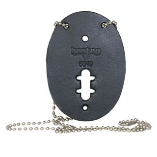 Oval Badge Holder&#44; Neck Chain&#44; No Clip-Boston Leather