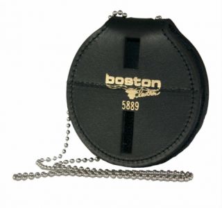 3&#34; Circle Badge Holder w/ Clip&#44; Chain And Pouch-Boston Leather