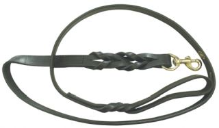 60 X 1 Black Braided Leather Lead With Brass Snap-Boston Leather