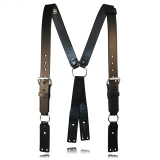 Fireman&#34;S Leather Suspenders (Button)-Boston Leather