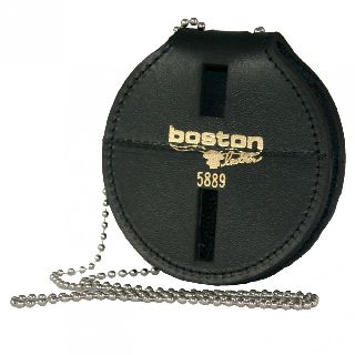 3&#34; Circle Badge Holder w/ Clip, Chain And Pouch-Boston Leather