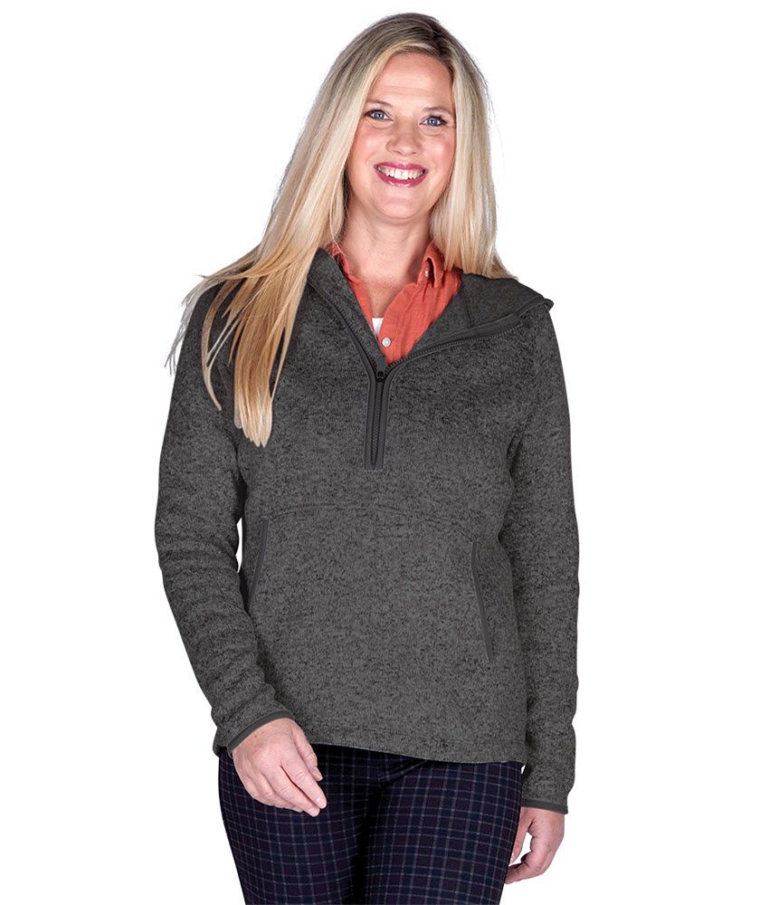 Buy Womens Heathered Fleece Quarter Zip Hoodie - Charles River Apparel  Online at Best price - MI