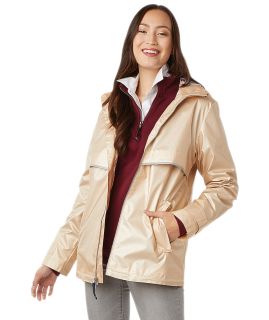 Womens New Englander Rain Jacket With Printed Lining-Charles River Apparel