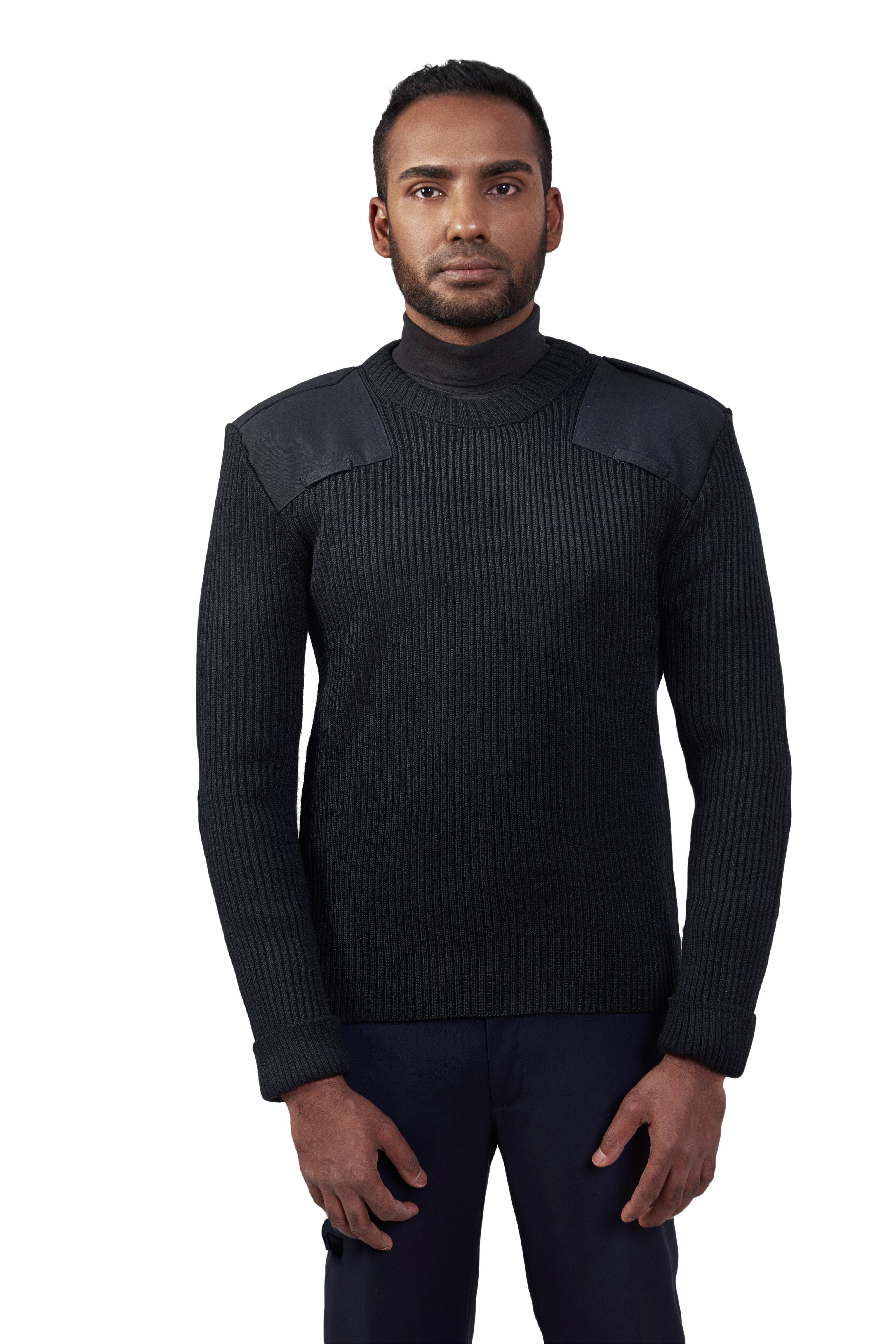Cobmex Crew Neck Rib &#34;Commando&#34; with Velcro Epaulets, Shoulder and Elbow Patches-