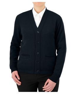 Cobmex V-Neck Long Sleeve Button Front Cardigan with Pockets. Hemmed Waistband-Cobmex
