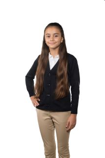 Cobmex YOUTH V-Neck Long Sleeve Button Front Cardigan with Pockets. Hemmed Waistband-Cobmex