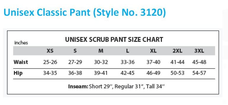 Skechers Scrubs Size Chart