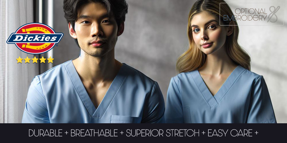 Dickies medical scrubs with optional embroidery