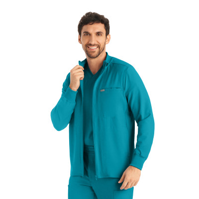 Landau Forward LJ703 Men's Zip Front 3-Pocket Stretch Medical Scrub Jacket