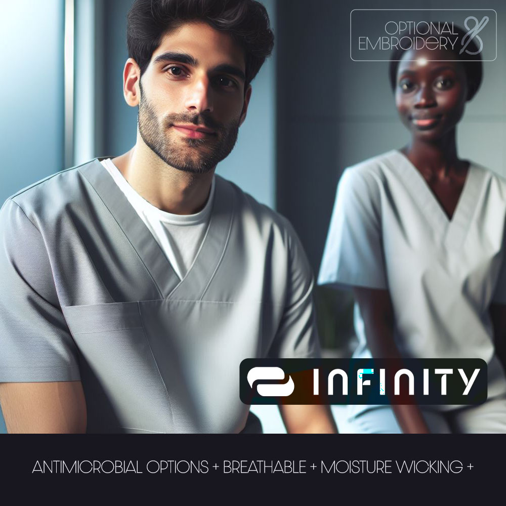 INFINITY MEDICAL APPAREL ANTIMICROBIAL OPTIONS | OPTIONAL EMBROIDERY | PETITE AND TALL SIZES | MEDICAL AND DENTAL OFFICE APPROVED