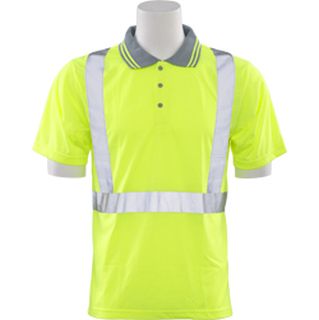 61467 S369 Class 2 Polo Shirt Jersey Knit Hi Viz Lime X Large-ERB Safety