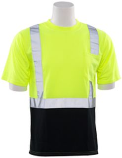 63309 9604S Short Sleeve Black Bottom T Shirt Hi Viz Lime XL-