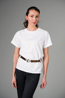 Ladies Short-Sleeve Jewel Neck Blouse-The Better Blouses Collection