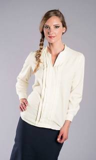 Collarless Pleated Front Blouse-The Better Blouses Collection