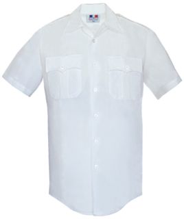 Mens White Plain Short Sleeve 65/35 Poly/Cotton Duro Poplin Shirt
