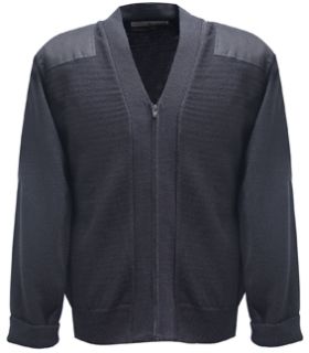 Navy Jersey Knit Zip Sweater 70poly/30wool-Flying Cross