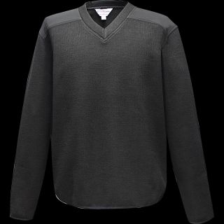 POLY/WOOL ACRYLIC BLEND V-NECK SWEATER W/BONDED MICRO-